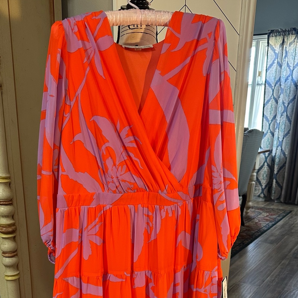 Vibrant Orange and Purple Women's Dress Maxi